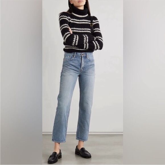 Saint Laurent Denim - Saint Laurent cropped straight leg high waist jeans, size 25